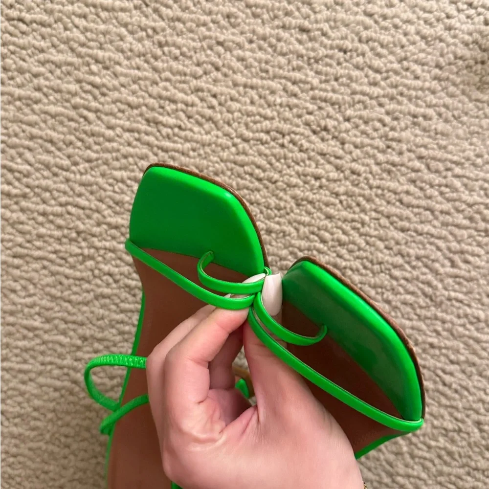 Authentic Amina Muaddi Neon Green Strappy Sandals - Picture 7 of 7